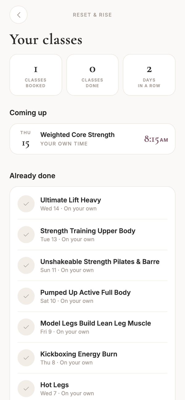 BURN app: your upcoming workouts at your own time